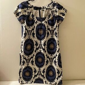 J.‎ Crew Womens Dress Size 4 Blue Ivory Floral Print Cotton Casual Tunic